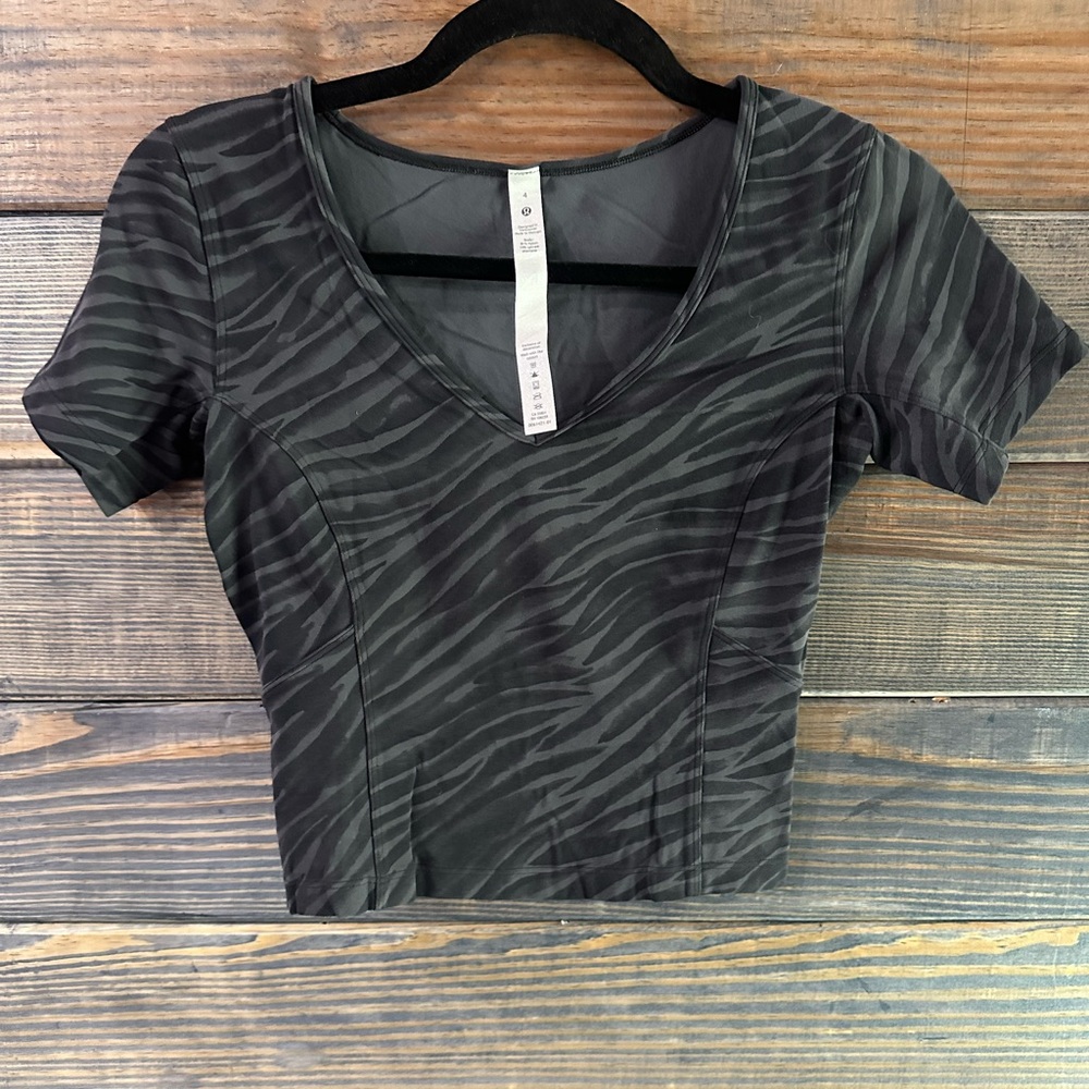 Lululemon Charcoal and Black Striped Tee